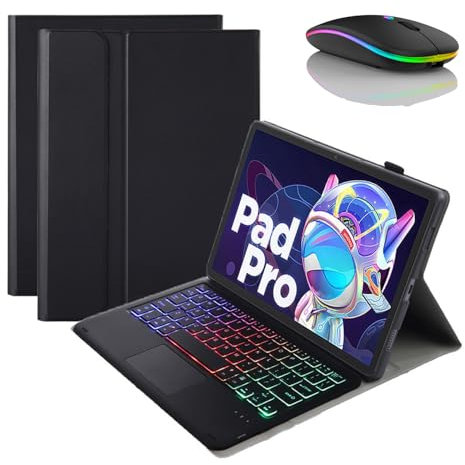 JZCZMCE Funda con Teclado para Lenovo Tab M10 3rd Gen-TB-328FU Display 10.1, Contiene Ñ, Teclado Inalámbrico Retroiluminado Magnético Extraíble con Ratón,Negro
