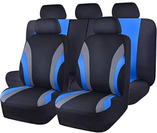 GHUYGTT 9 Stück Sitzbezüge Auto Set für Dacia Lodgy 2012-2023, Stoff Waschbar Allwetter rutschfest Atmungsaktiv Autositzbezüge Schonbezug Zubehör,D