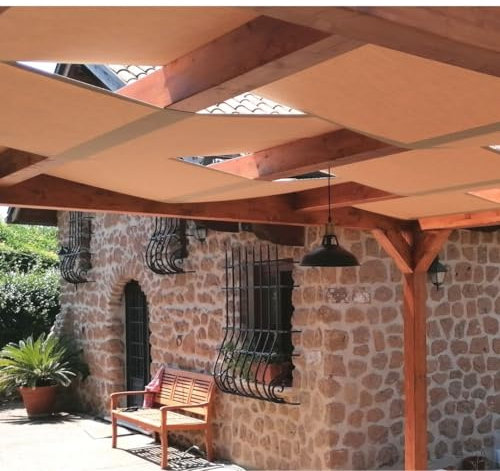 TENDAGGIMANIA Bandeau d'ombrage pour pergola en Tissu TEMPOTEST - Dimensions L.54 cm x H.700 cm - Serviettes pour tonnelles Vagues sur Mesure