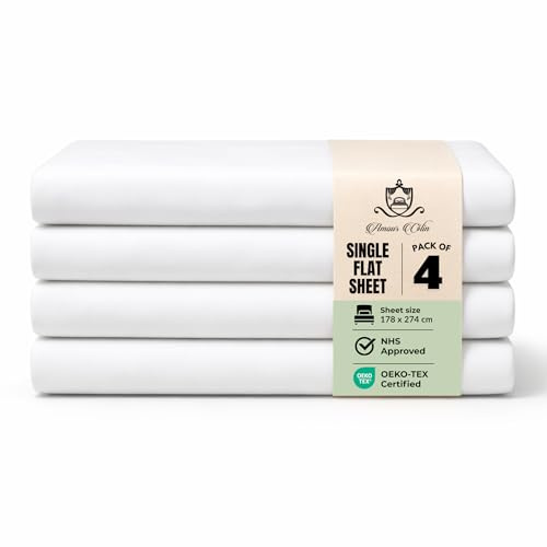 Cotton Single Bed Sheets White- Quality Perfect Single Flat Sheet for Home, Hospital, Hotel, Spa Massage Therapy & more- Machine Washable Soft Touch Moisture Absorbing Top Sheet (4)