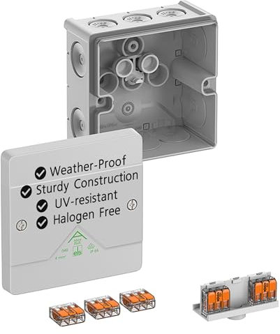 Spelsberg Abox SL-4² Professionelle IP66-Abzweigdose mit 5 erhöhten, schraubenlosen 3-adrigen Klemmen, VDE-zertifiziert, interne Befestigungspunkte für Industrie & Außenbereich (Grau)