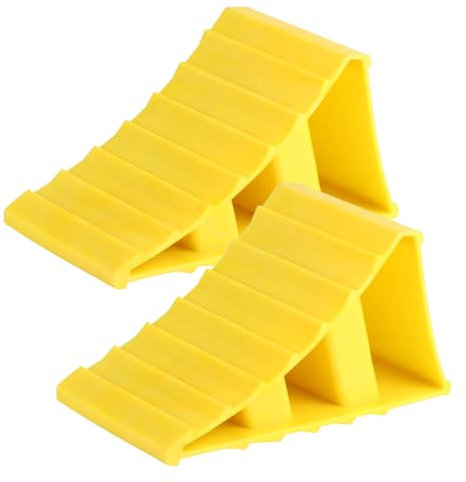 Bbtcxjs 2 calzos de rueda, tapones de freno antideslizantes para estacionamiento, caravana, caravana, motocicleta, caravana, remolque, cuñas de rueda de coche con asa, mantiene tu coche en su lugar