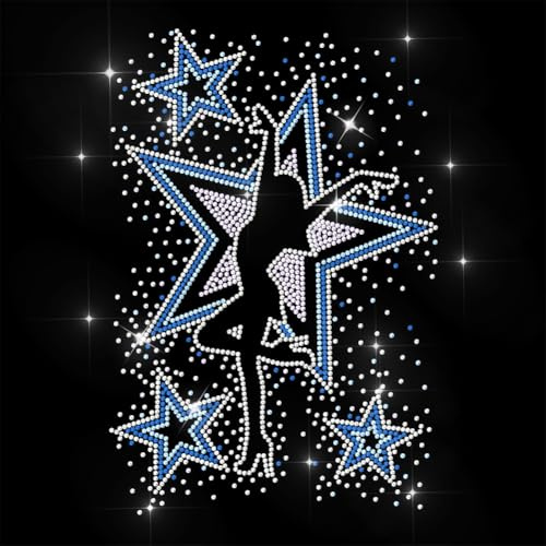 ANATTASOUL Iron on Rhinestone Transfers Dance Stars Glitter Diamante Patch Sequin for Clothes, 11.6x8.2 Large Bling Hotfix Iron On Applique for Jeans Jacket Caps Bag T-Shirt Shoes DIY Decor Gifts
