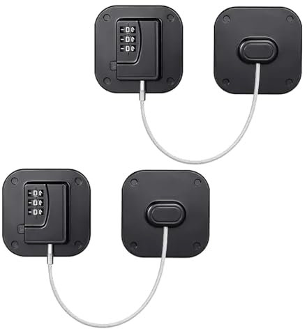 HELION 2 Set Fridge Locks for Adults, Digital Password Fridge Lock Adhesive Freezer Lock Cabinet Locks, Fridges Loocks for Children with Key for Refrigerators Freezers Cabinets Dryers Washers