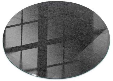 Plateau en Verre XXL ⌀ 50 cm Decoratif Décor Élégant Durable Verre Trempé Surface Lisse pour Le Salon, la Cuisine et la Salle à Manger - Motif Pierre Naturelle