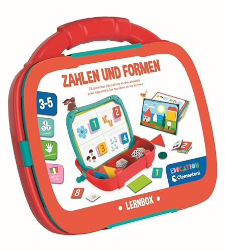 Clementoni Magnetische Lernbox - Zahlen und Formen - Lernspiel für Kinder ab 4 Jahren mit Magneten, Heft & Tafel - Entdecken, was zuhause ist, 59452