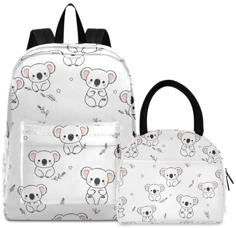 RPLIFE Kinder-Schulranzen-Set, niedlicher Koala-Kinderrucksack mit Lunchbox, Mädchen-Rucksäcke, Grundschule