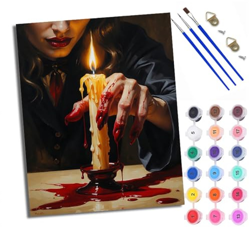 WXRWANG Peinture par Numéros pour Adulte DIY Peinture Numero Adulte Débutants femme de style gothique Numéro Kit Peinture par Décoration Murale et Cadeaux Pour La Maison Avec cadre