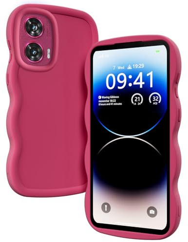 XINYEXIN Funda para Motorola Edge 50 Fusion/Moto G85, Carcasa Marco de Ondas Forma Rizado Linda Silicona Líquida Antigolpes Bumper Case Cover - Rojo