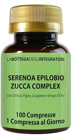 SERENOA ÉPILOBE CITROUILLE COMPLEX avec Ortie, Pygeum africanum, Lycopène et Verge d’or - 100 comprimés, 1 par jour | Complément pour le soutien de la prostate et des voies urinaires