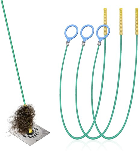 AMFUN 3 Pack 51 Inch Drain Snake,Sink Unblocker Tools, Hair Clog Remover, Reusable Drain Cleaners and Unblockers for Toilet, Kitchen Sink, Bathroom Tub, Sewer -Green(130cm)