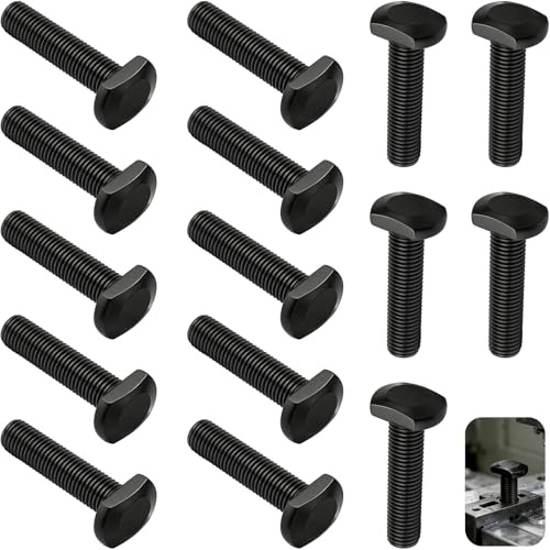 15 viti a T M12x30, classe di resistenza 8.8, acciaio ad alta resistenza, brunito nero, bulloni a T con testa a martello per macchine e profili in alluminio, filettatura completa robusta