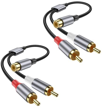 KAYQINHO RCA Splitter 1 Female to 2 Male 2 Pack, RCA Y Splitter Audio Video Cable Split Adapter for Amplifiers, Gaming Consoles, CD Player, Subwoofer, Home Theater, HDTV.