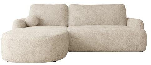 Mirjan24 Ecksofa Loridu für Wohnzimmer mit Schlaffunktion und Bettkasten, Eckcouch, L-Sofa, Polsterecke, abgerundete Kanten (Fredo 15, Seite: Links)