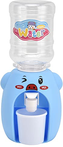 OEBUAFI Mini Dispensador de Agua de Juguete para Niños, Diseño de Dibujos Animados, Material Seguro de Plástico ABS con Cubo de Almacenamiento de Agua de Calidad Alimentaria para Niños, (cerdo azul)