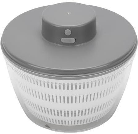 SIXRUN Centrifuga per Insalata Elettrica, ABS PP 4L Lavatrice e Asciugatrice per Frutta e Verdura Ricaricabile, Ciotola Staccabile a Doppio Strato con Ricarica USB, per Famiglie Che Preparano i (GREY)