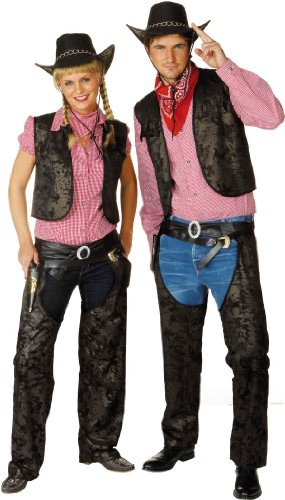 Herren-Wild-West-Chaps, Waschlederimitat, Gr. 48/50