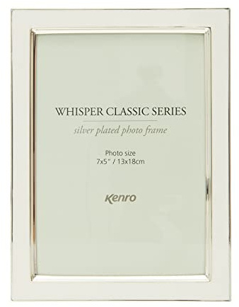 Kenro Whisper Classic White 7x5 Inch / 13x18cm Photo Frame with Silver Plated Edging - WSC1318W