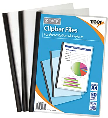 Tiger Lot de 3 kits pour constitution de dossier, format A4, grande capacité, baguette noire