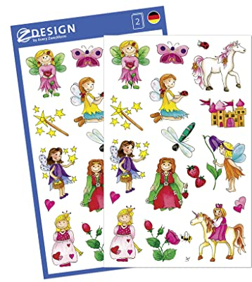 AVERY Zweckform 53208 Kinder Papier-Sticker Fee, Prinzessin, Einhorn 34 Aufkleber (für Mädchen, Kindergeburtstag, Mitgebsel, Gastgeschenk, Schatzsuche, zum Spielen, Sammeln, Basteln, Verschenken)