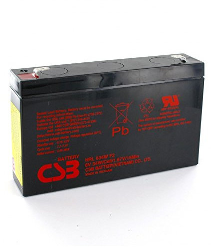 CSB HRL634W Sealed Lead Acid (VRLA) 6V Rechargeable Battery (34 Wh, Sealed Lead Acid (VRLA), 6 V, Blue, Purple)