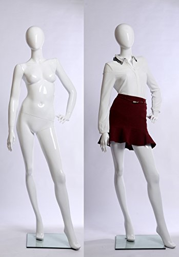 Eurohandisplay schöne abstrakte weiß Glanz lackierte Schaufensterpuppe weiblich “ohne Gesicht ” (K46980-B White)