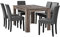 [en.casa] Esstisch Eiche antik mit 6 Stühlen dunkelgrau Kunstleder gepolstert 140x90 Essgruppe Esszimmer