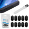 PortPlugs Staubschutzstöpsel für iPhone 11, X, XS, XR, 8 – Gebogene Lünette, Lightning-Port-Abdeckungen für Staub, Schmutz, Fusseln – inklusive Reinigungsbürste | Schwarz (10er-Pack)