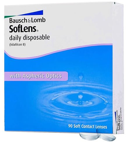 Bausch + Lomb SofLens daily disposable Tageslinsen, sphärische Kontaktlinsen, weich, 90 Stück BC 8.6 mm / DIA 14.2 / -5.5 Dioptrien