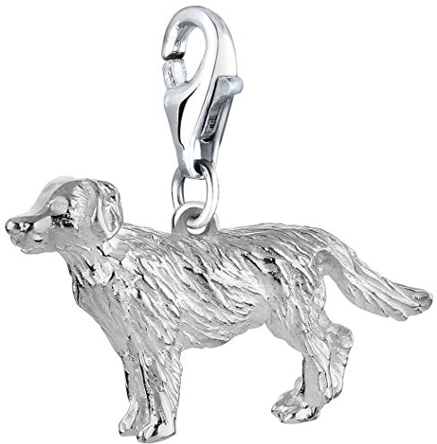 Nenalina Golden Retriever Karabiner Charm Anhänger für Bettelarmband aus 925 Sterling Silber 713170-000