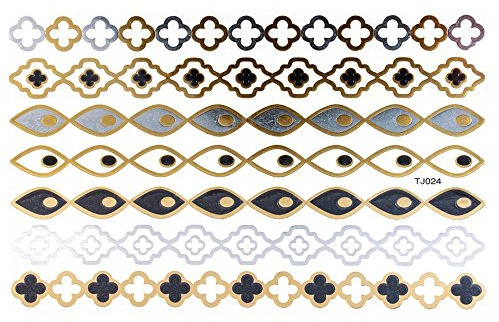 Chic-Net Tattoo Motivbogen golden silbern temporär Klebetattoos Kreuz Ketten Schmuck Tattoos