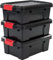 Iris Ohyama, Boite rangement plastique, Boite de rangement garage de 12.5L, Lot de 3, Garage, SK-130, Noir, Empilable, Clips de fermeture- L46.5 x P29.5 x H16 cm
