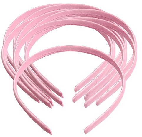 Fenteer 10er Set Satin Haarreif Haarband Harrschmuck Satinbedeckt Haarreife Seidenband Kopfschmuck Haarreifen DiY Basteln, Rosa