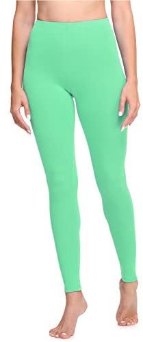 Ladeheid Leggings Damen aus Baumwolle Bequeme und Lange Leggins für Frauen für Frühling Sommer Herbst Winter Saison LA40-133 (Minze, L)