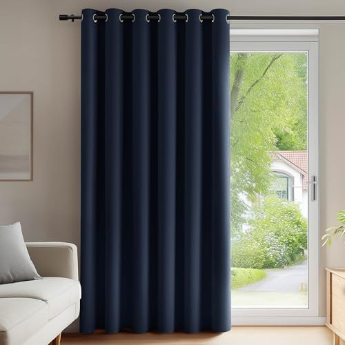 Deconovo Blackout Curtain Eyelets Curtain Front Door Curtains Opaque Thick Thermal Curtain Cold Protection Heat Protection Door Divider Windproof Heat Insulating 280 x 200 cm (H x W), Dark Blue, Pack
