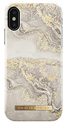IDEAL OF SWEDEN Bedruckte Handyhülle, niedliches buntes Muster, schützende Abdeckung aus Hartplastik mit Mikrofaserfutter für das iPhone. Kompatibel mit iPhone X und XS (Sparkle Greige Marble)