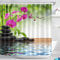 LB 240X175cm Extra Breite Duschvorhang Grün Bambus,Lila Orchidee,Schwarz Stein Wasserdicht Antischimmel Polyester Badezimmer Vorhänge mit 16 Haken,Zen Spa