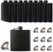 10 pcs Hip Flask for Liquor Black 6oz Stainless Steel Leakproof with 10 pcs Funnel for Gift, Camping, Wedding Party, Groomsmen Gifts