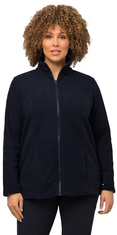 Ulla Popken Damen Fleecejacke, Baukastensystem, Innenjacke, Stehkragen Sweatshirt, Marine, 42-44 EU