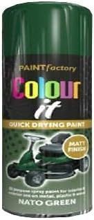 HOMION Colour it prime spray paint 400ml sunshine gloss or matt finish quick drying metal wood aerosol (1, NATO GREEN MATT)