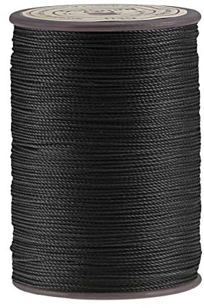 sourcing map Hilo encerado fino 137 yardas 0,55 mm de diámetro poliéster recubierto de cera cuerda para coser a máquina bordado mano acolchar tejido, negro