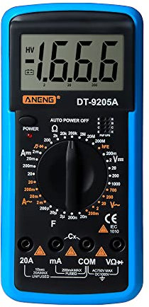 SATMW DT-9205A Multimetro Digitale Portatile AC/DC Volt Amp Ohm capacità Hz Tester - Blu