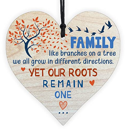 Gift for Family Mum Women New Home Garden Wall Birthday Ornament Inspirational Quote Sign Love Thinking of You Memorial Plaque House Unusual Bereavement Motivational Wooden Hanging Heart