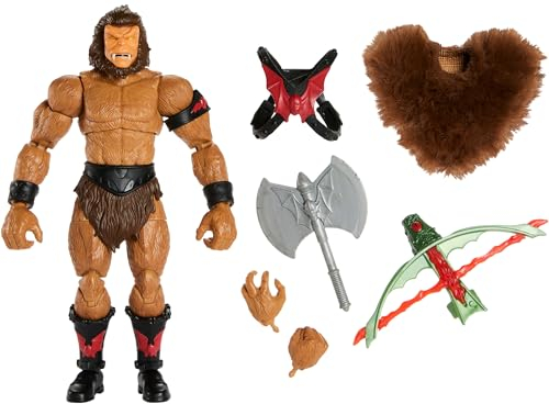 MASTERS OF THE UNIVERSE Revelation to New Eternia - Grizzlor Actionfigur 18 cm, 30 bewegliche Gelenke, Waffen und austauschbaren Köpfen, für Kinder ab 6 Jahren, HLB48