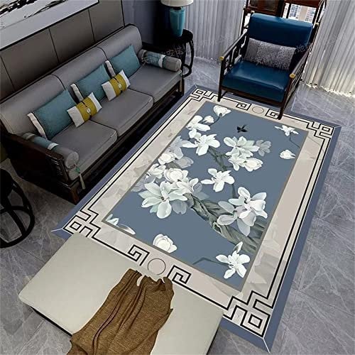 RUGMRZ Teppich Außen Outdoor Teppich Orientalisch staubdicht Klarer und eleganter Blauer Blumen antiker Teppich Webteppich 120X240cm