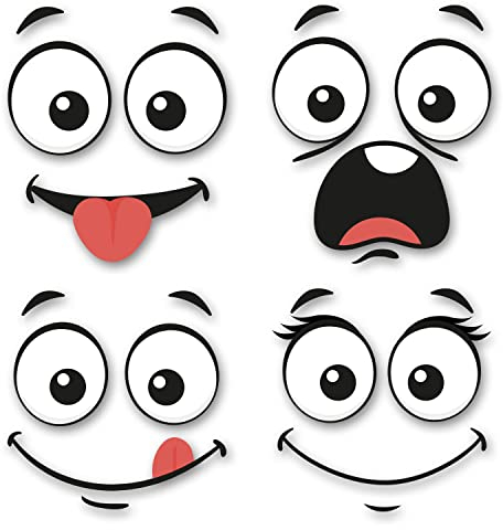 Mülltonnen Aufkleber-Set Gesichter in 21 x 24,4 cm - selbstklebend Witterungsbeständig lustige Sticker für Mülleimer Hausmüll Biomüll Papiermüll - kfz739