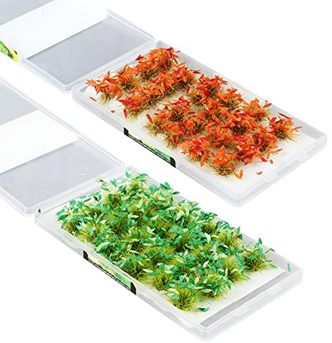 Woohome 48 Stück Static Grass Tuft Miniatur Grasbüschel Modellbau Modellbau Landschaft Blumen Gras Büschel Statische Grasfasern für DIY Zug Landschaft Eisenbahnlandschaft Layout Dekor