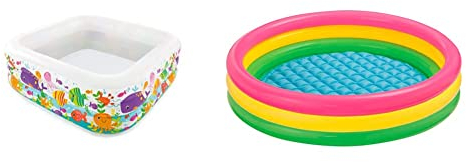 Intex See Aquarium Pool - Kinder Aufstellpool - Planschbecken - 159 x 159 x 50 cm - Für 3+ Jahre & Babypool Sunset Glow, 3-Ring, Mehrfarbig, Ø 147 x 33 cm