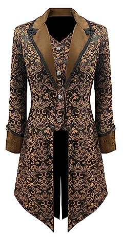 DRTES Damen Steampunk Jacke Viktorianisch Gothic Mittelalter Vintage Frack