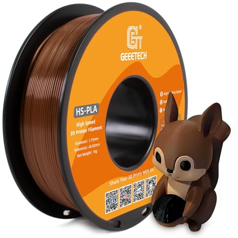 GEEETECH HS PLA Filament 1,75mm, High Speed PLA für 0-600 mm/s Hochgeschwindigkeitsdruck 3D-Drucker, HS PLA Brown 1 Spule 1kg